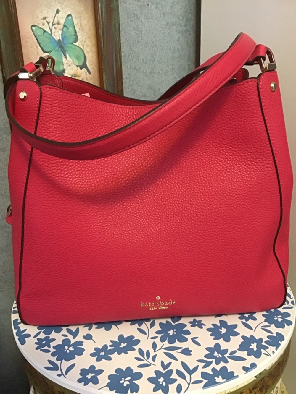 Kate spade triple compartment shoulder bag Leila bright rose pink